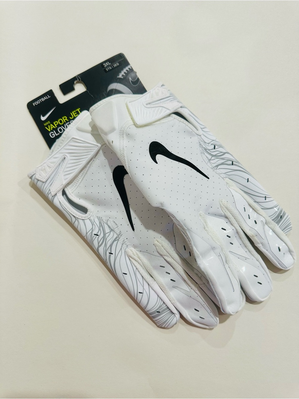 Nike White Vapor Jet Football Gloves - Black Swoosh